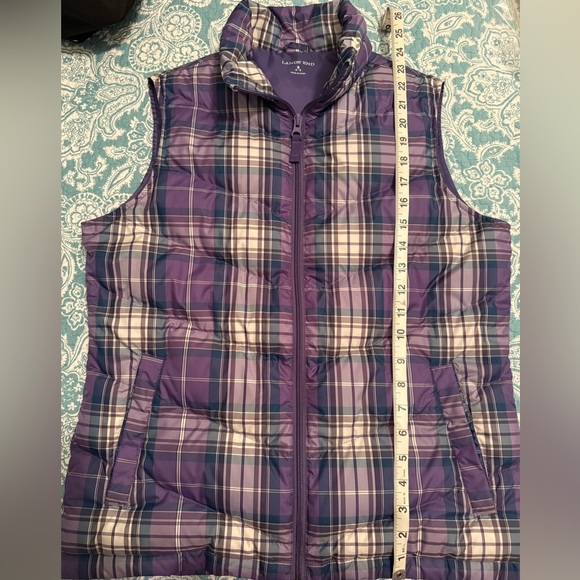 Lands End Plaid Purple Women's Puffer Vest - S - Picture 5 of 7